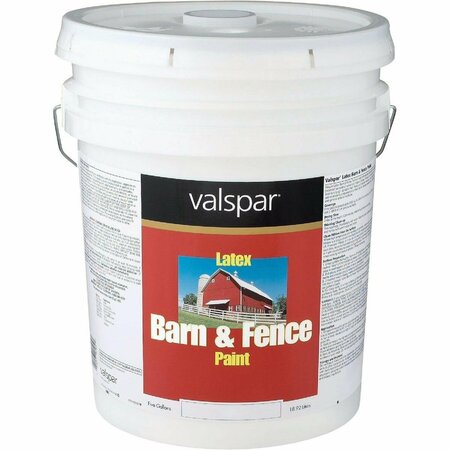 VALSPAR Latex Paint & Primer In One Flat Barn & Fence Paint, Red, 5 Gal. 018.3125-10.008